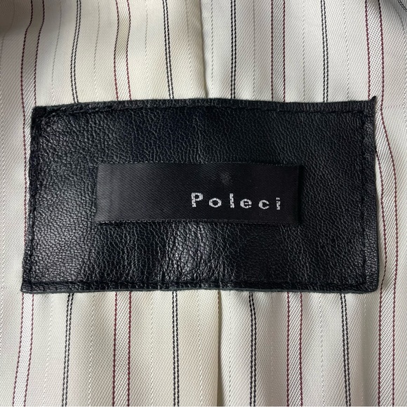 Poleci Lamb Leather Long Fitted Fully Lined Trench Coat Black Size S - Picture 7 of 13